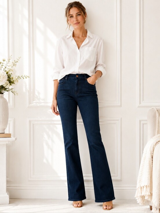 Levis Strauss Denim - Signature by Levi Strauss Mid Rise Bootcut Jeans Dark Wash W35 L32